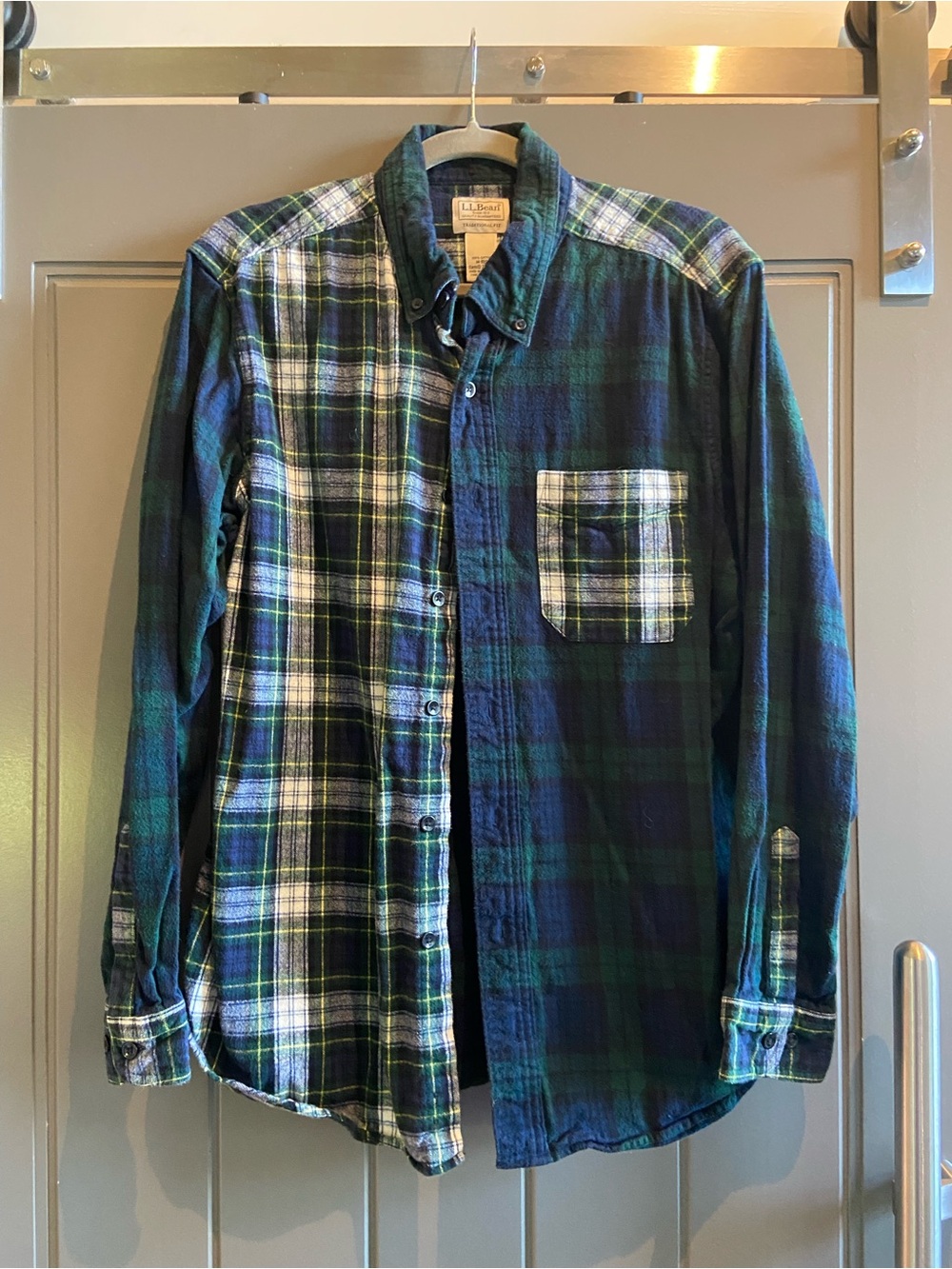 L.L. Bean Men’s Blue & Green Plaid Button-Down Shirt